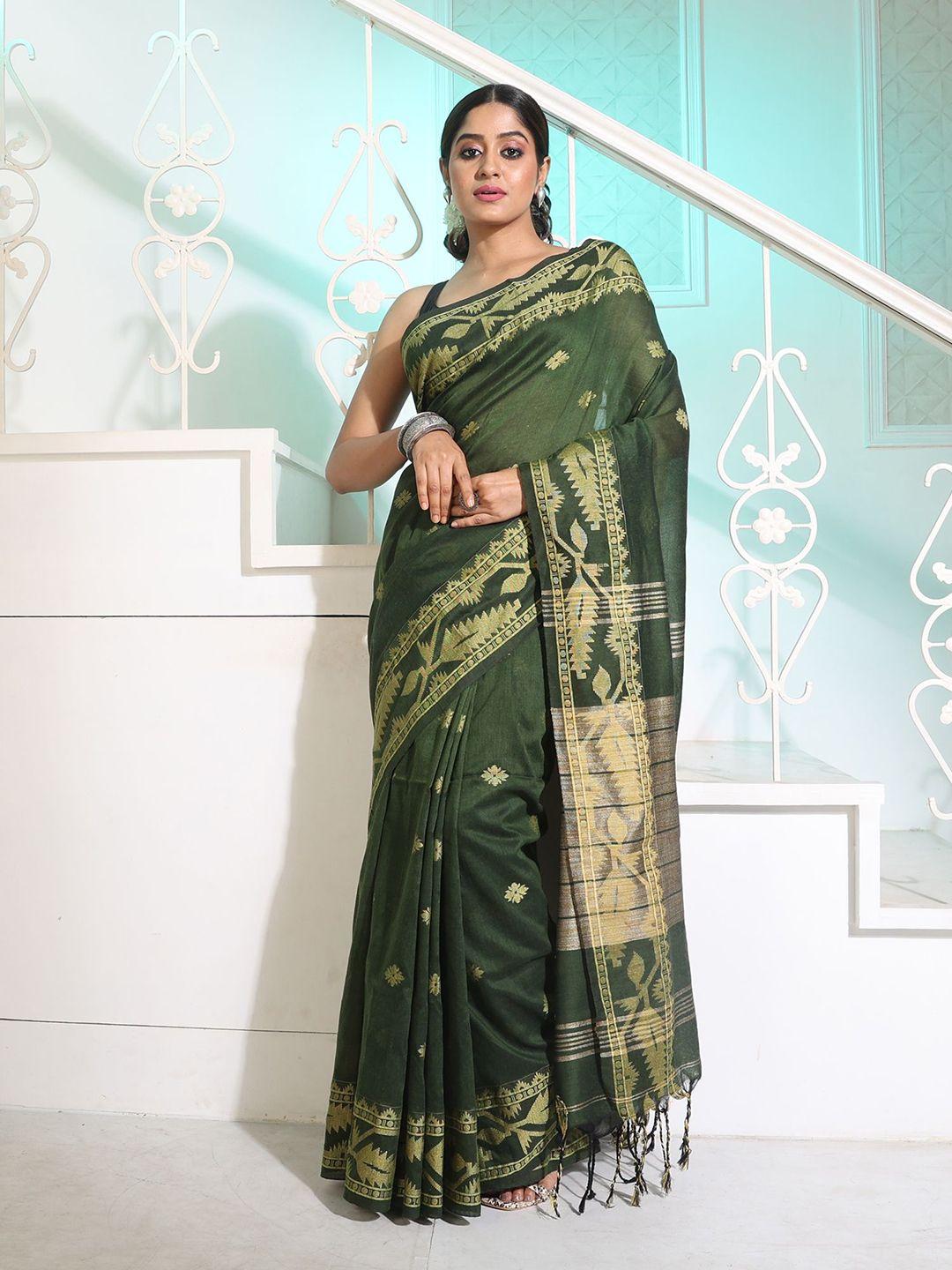 charukriti ethnic motif zari pure cotton saree