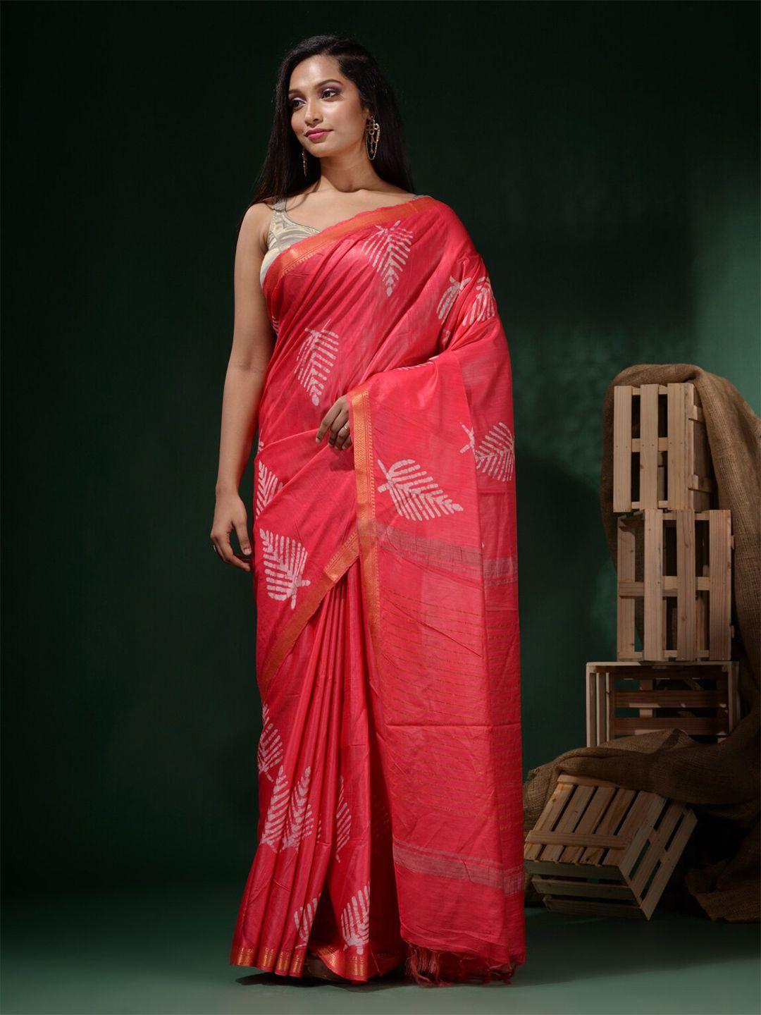 charukriti ethnic motifs printed zari block print saree