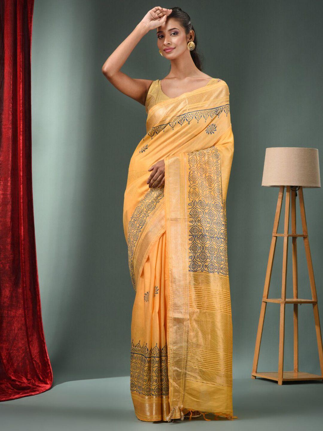 charukriti ethnic motifs printed zari saree