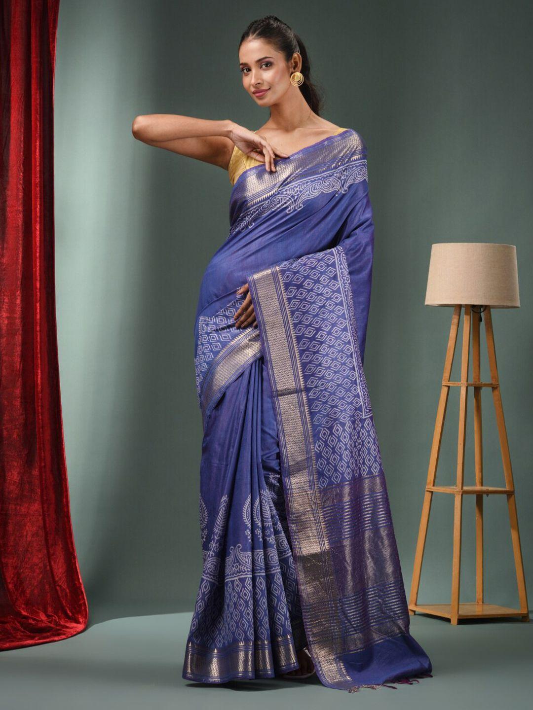 charukriti ethnic motifs printed zari saree