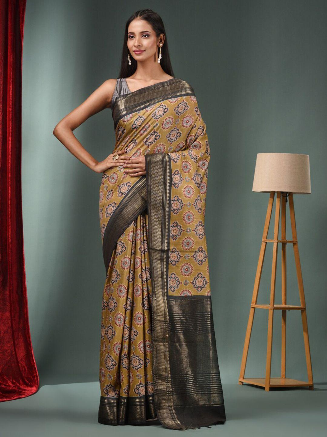 charukriti ethnic motifs printed zari saree