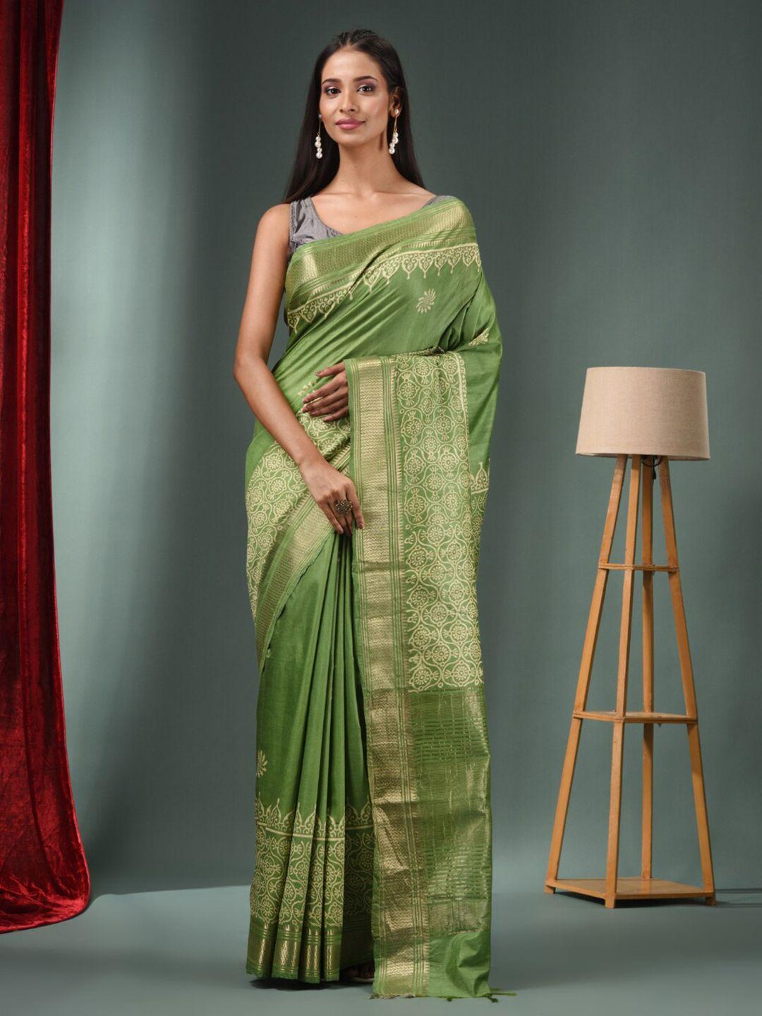 charukriti ethnic motifs printed zari saree