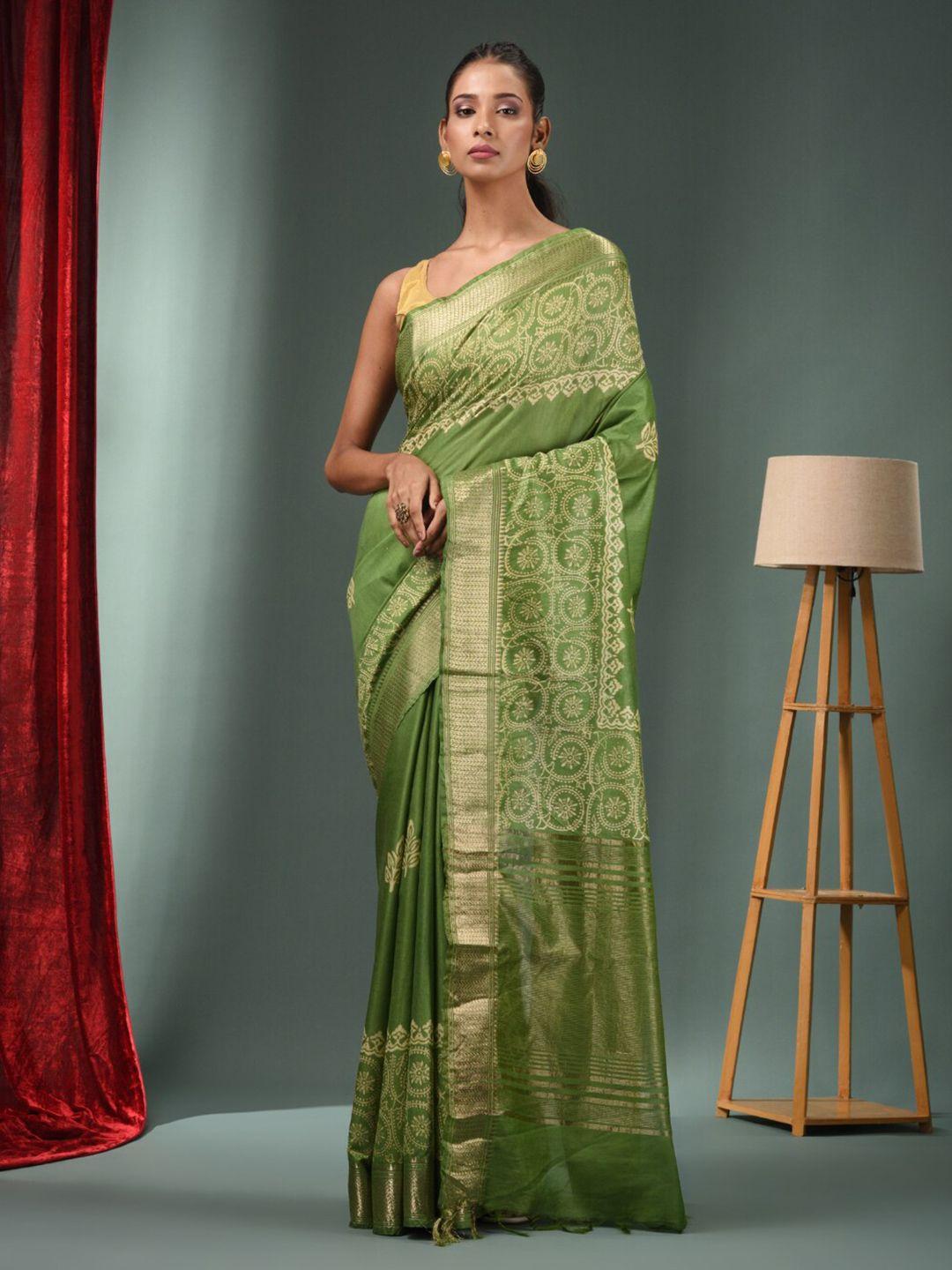 charukriti ethnic motifs printed zari saree