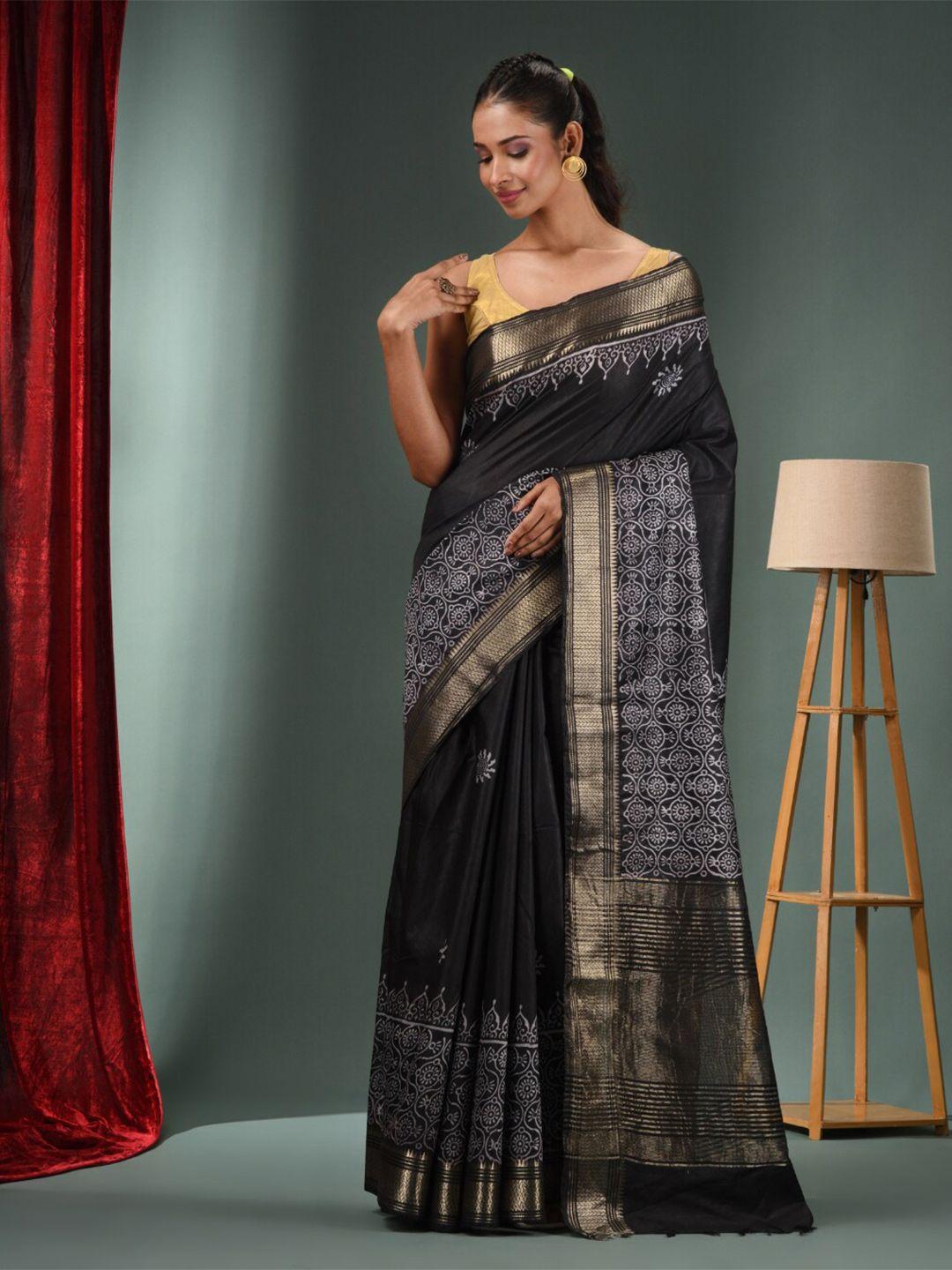 charukriti ethnic motifs printed zari saree