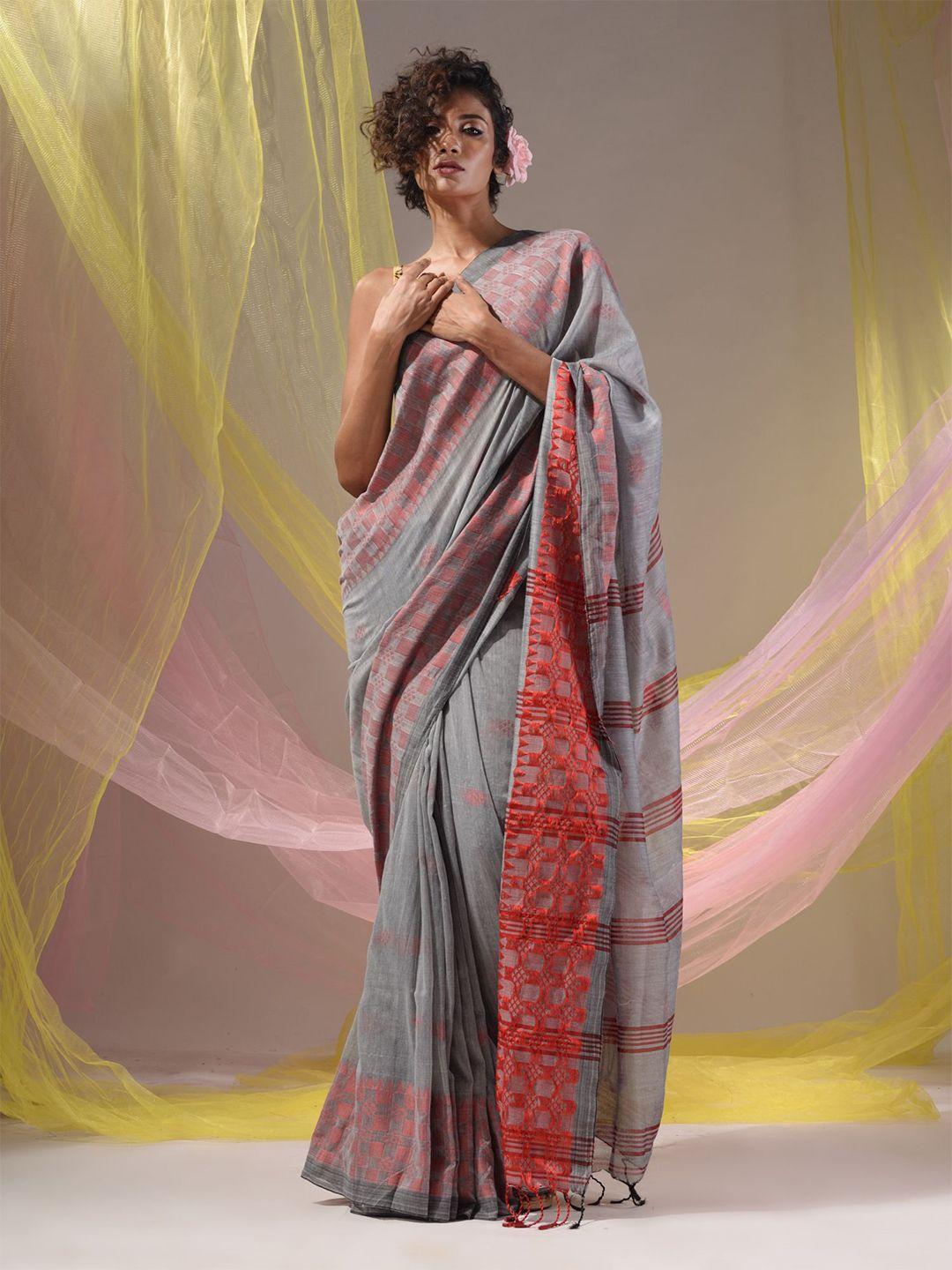 charukriti ethnic motifs pure cotton saree