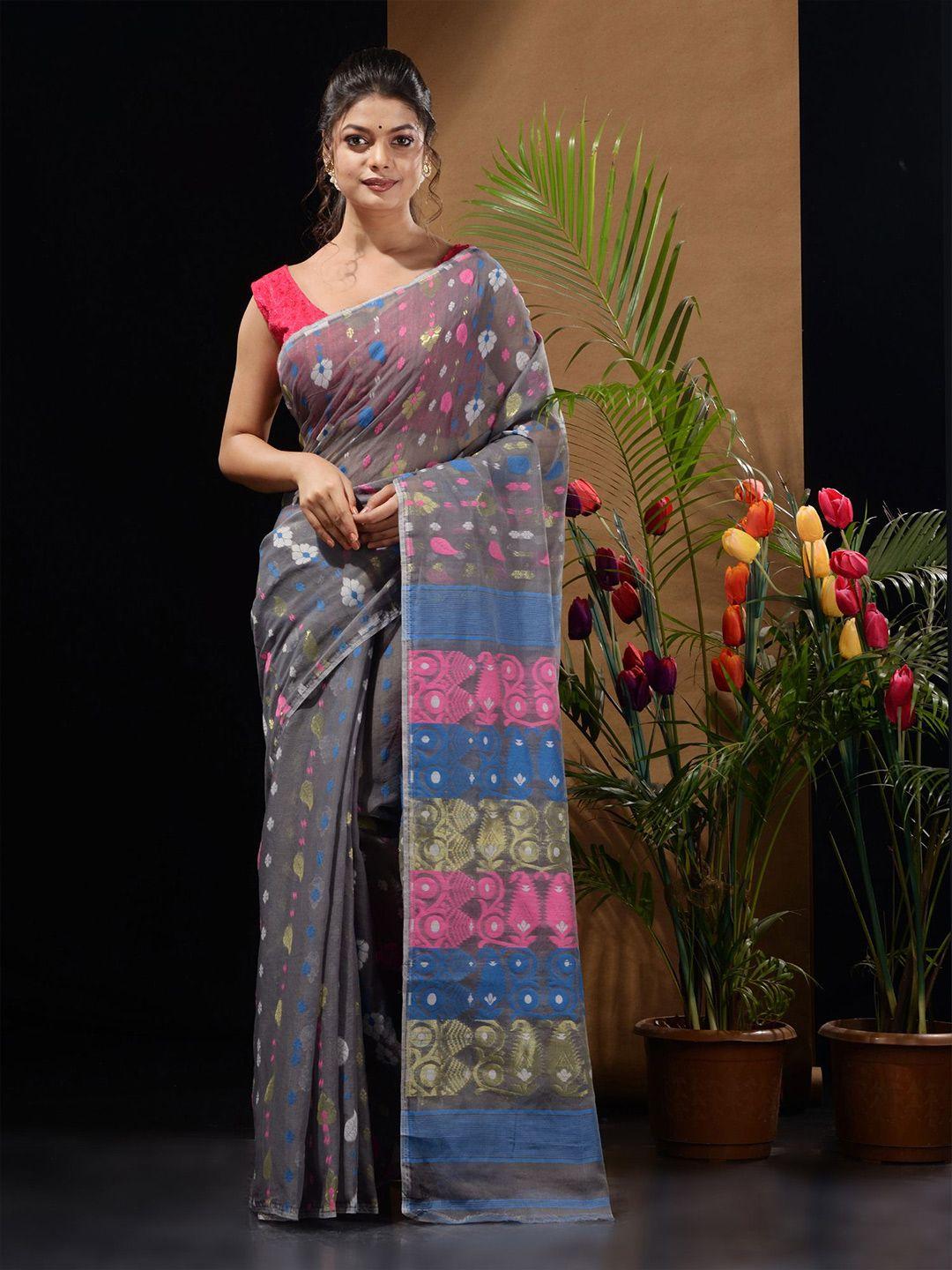 charukriti ethnic motifs silk cotton jamdani saree