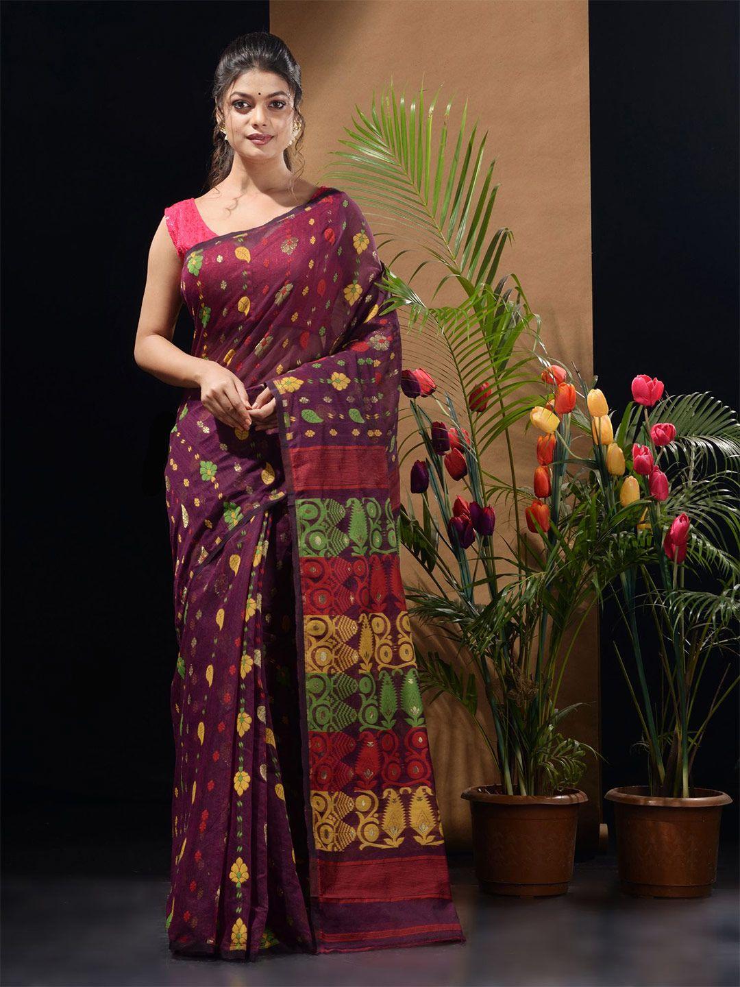 charukriti ethnic motifs silk cotton jamdani saree