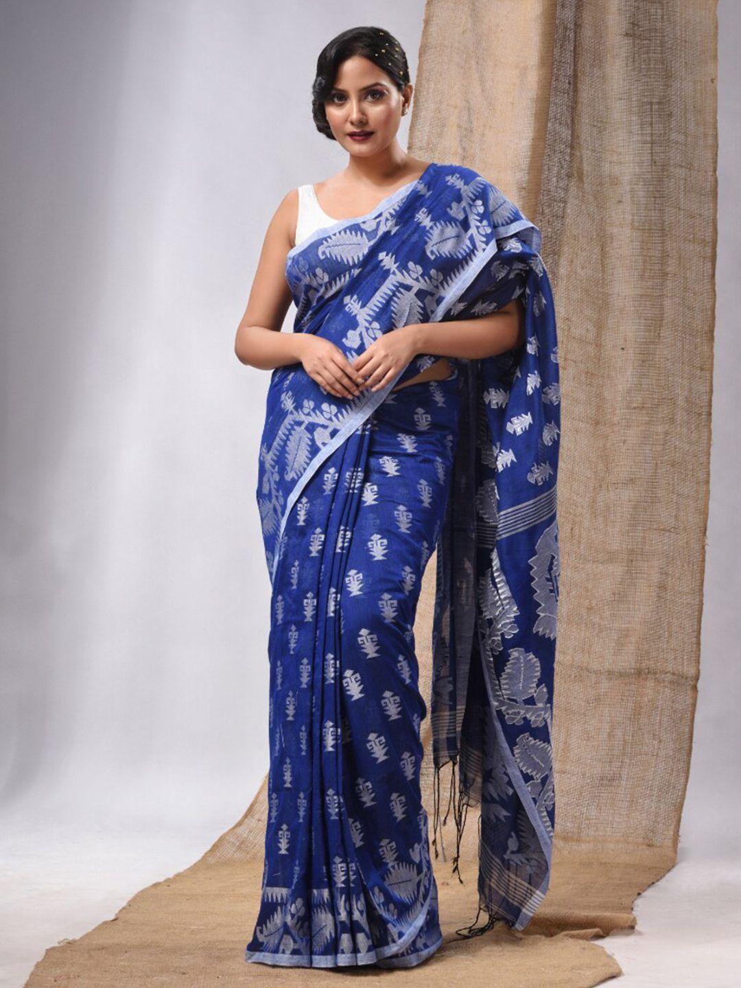 charukriti ethnic motifs woven design pure cotton saree