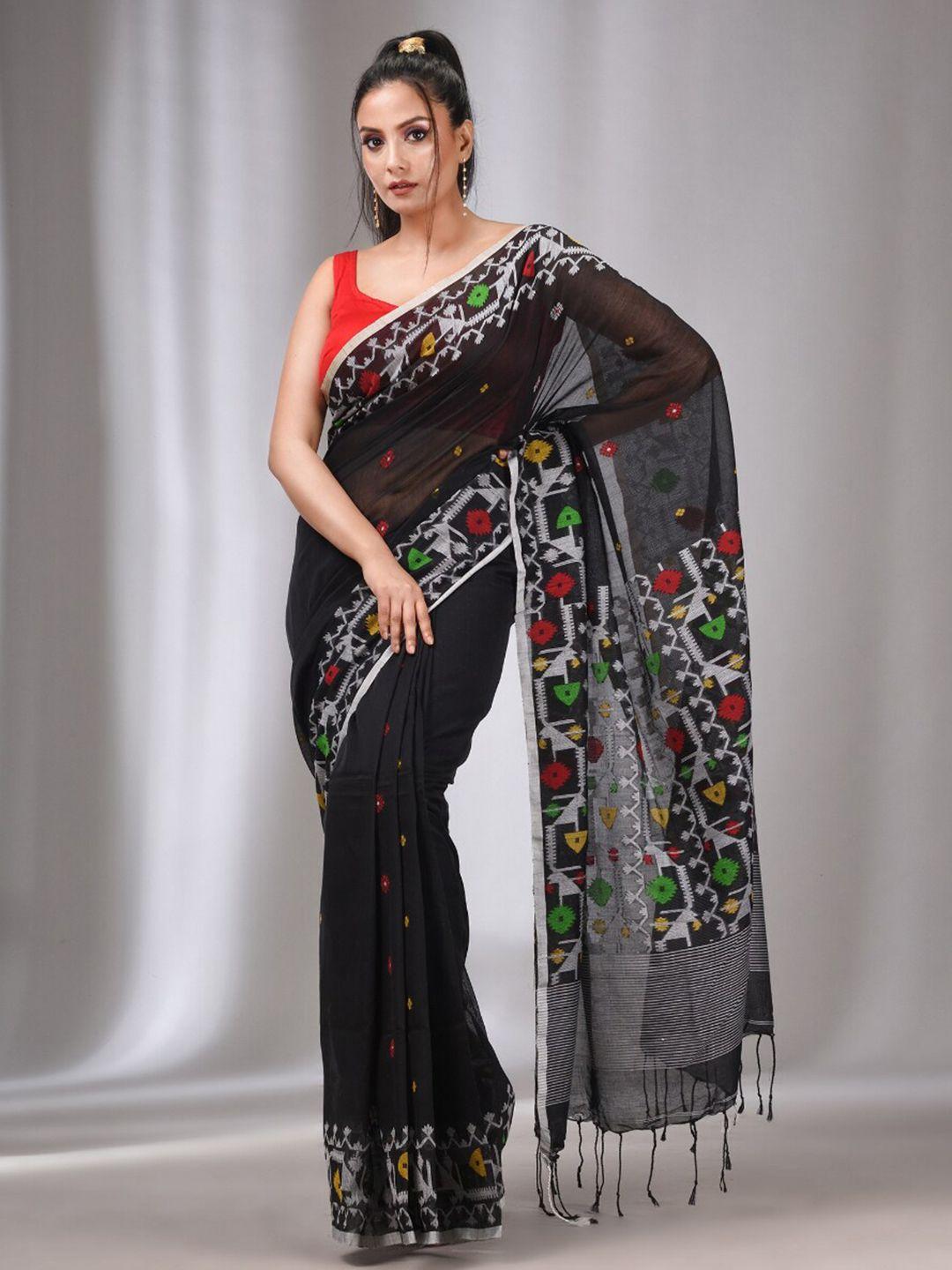 charukriti ethnic motifs woven design pure cotton saree