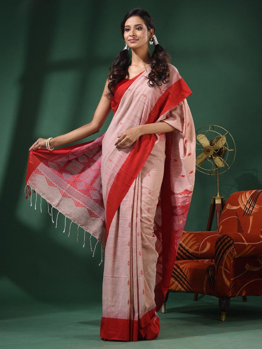 charukriti ethnic motifs woven design pure cotton saree