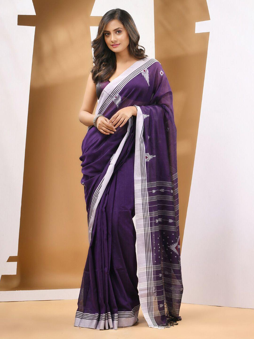 charukriti ethnic motifs woven design pure cotton saree