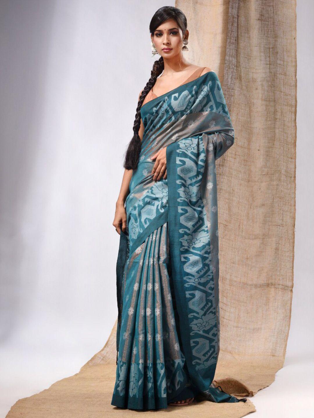 charukriti ethnic motifs woven design tissue jamdani saree
