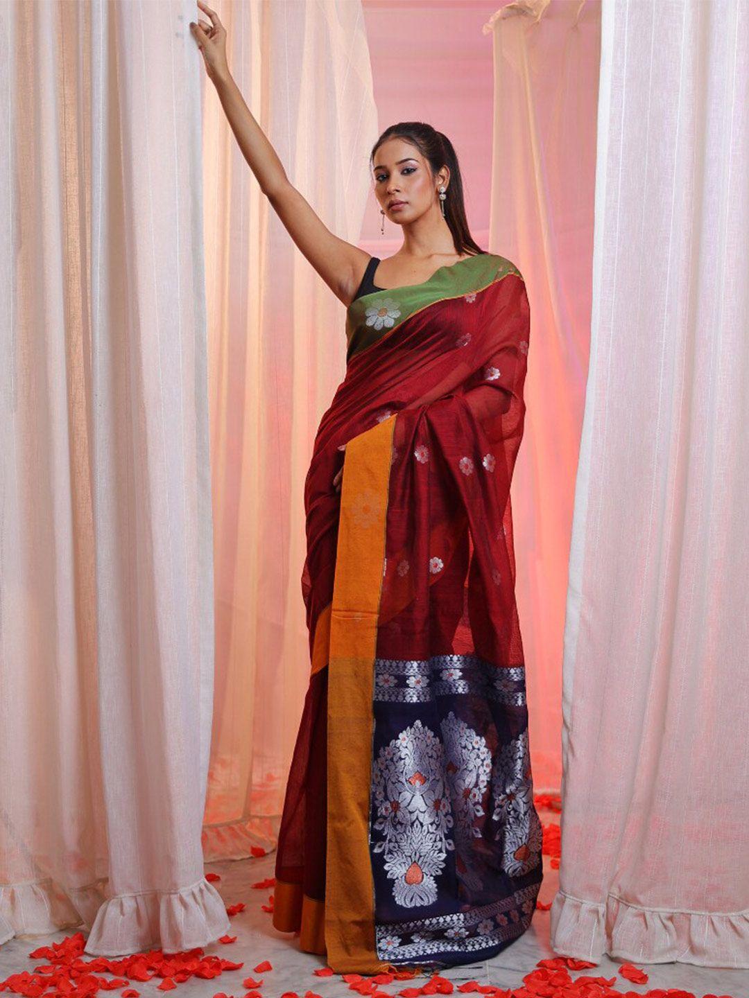 charukriti ethnic motifs woven design zari detailed saree