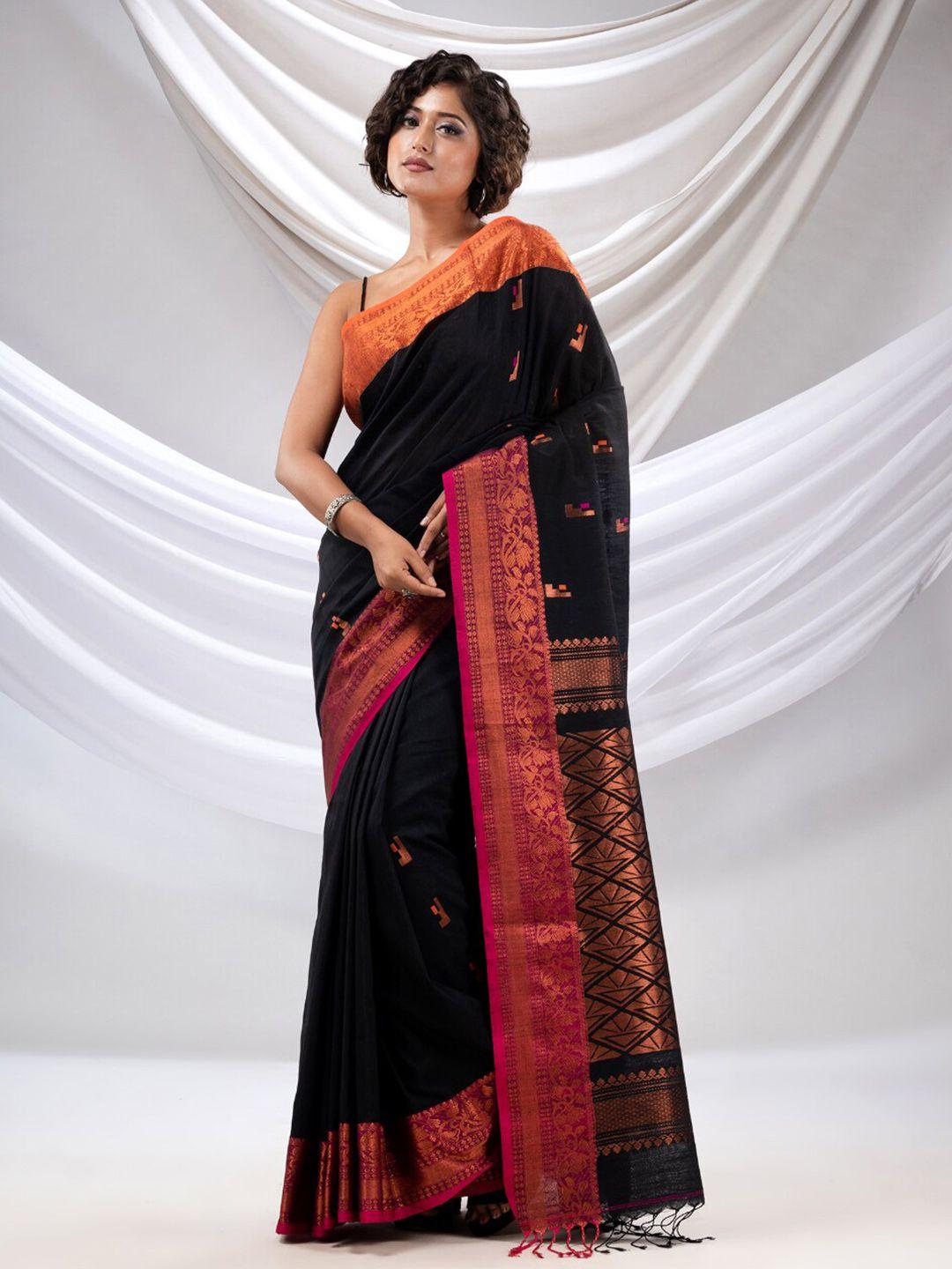 charukriti ethnic motifs woven design zari pure cotton saree