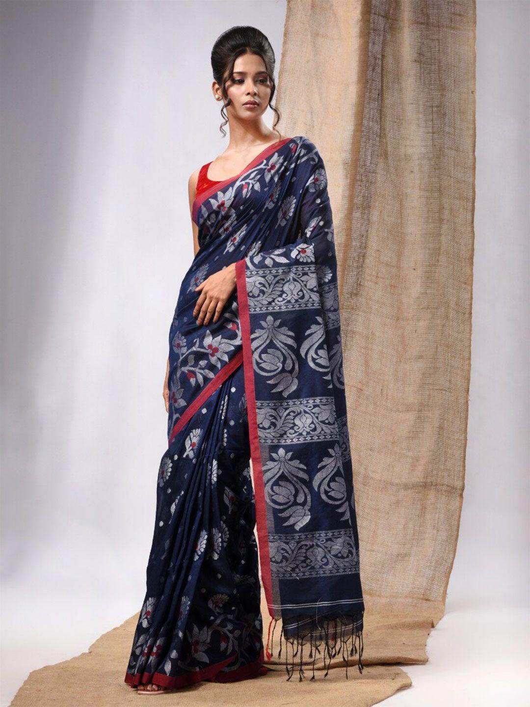 charukriti ethnic motifs woven design zari pure cotton saree