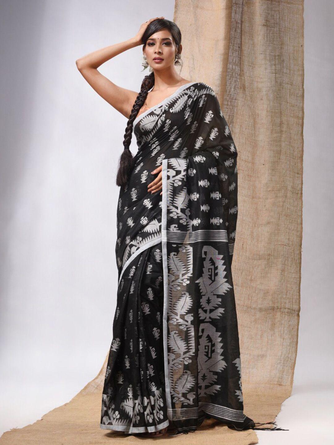 charukriti ethnic motifs woven design zari pure cotton saree