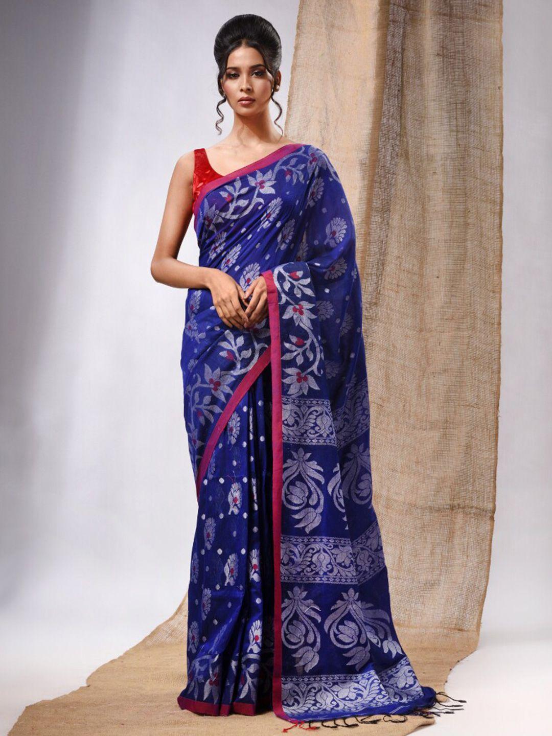 charukriti ethnic motifs woven design zari pure cotton saree