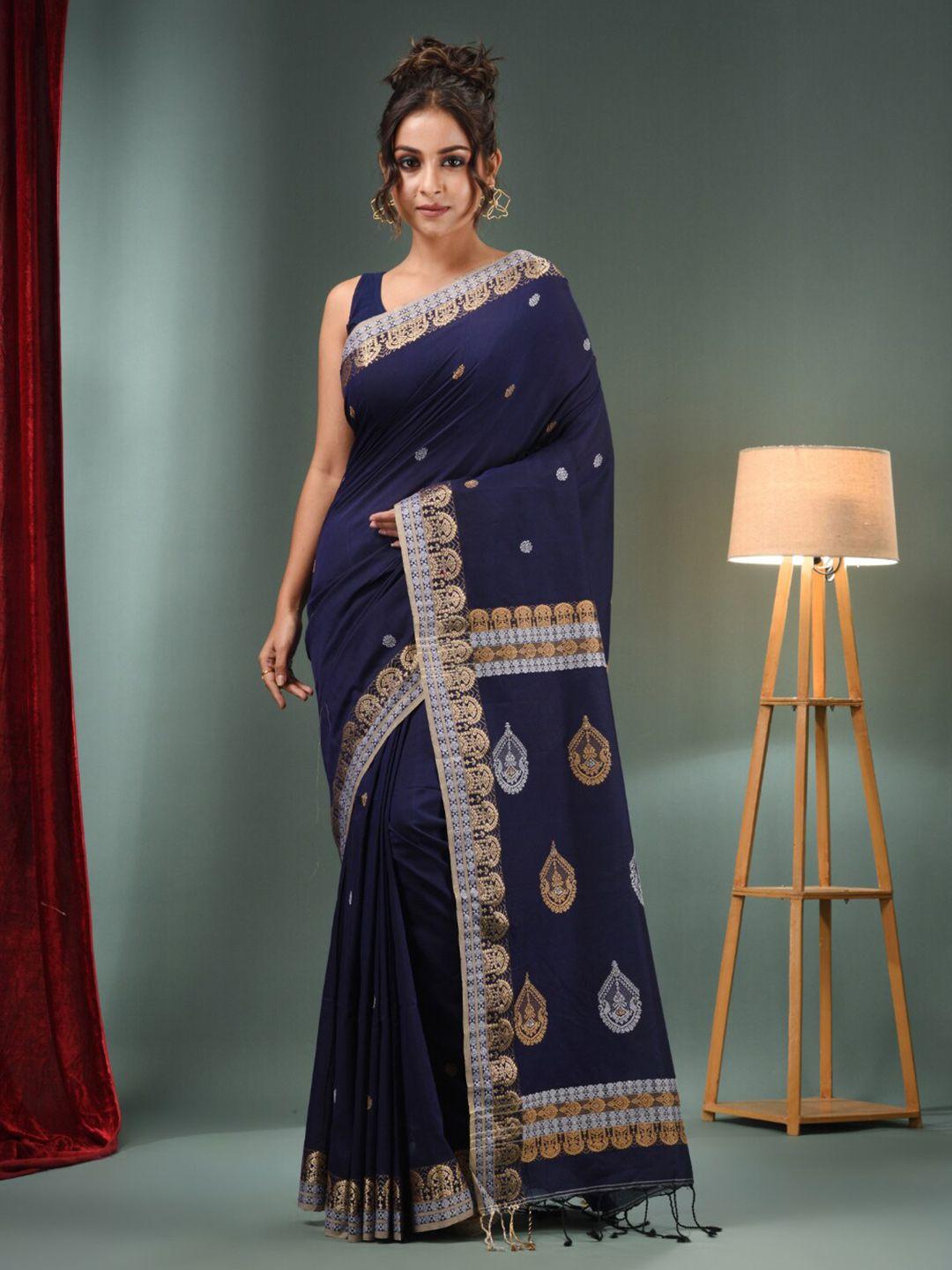 charukriti ethnic motifs woven design zari pure cotton saree