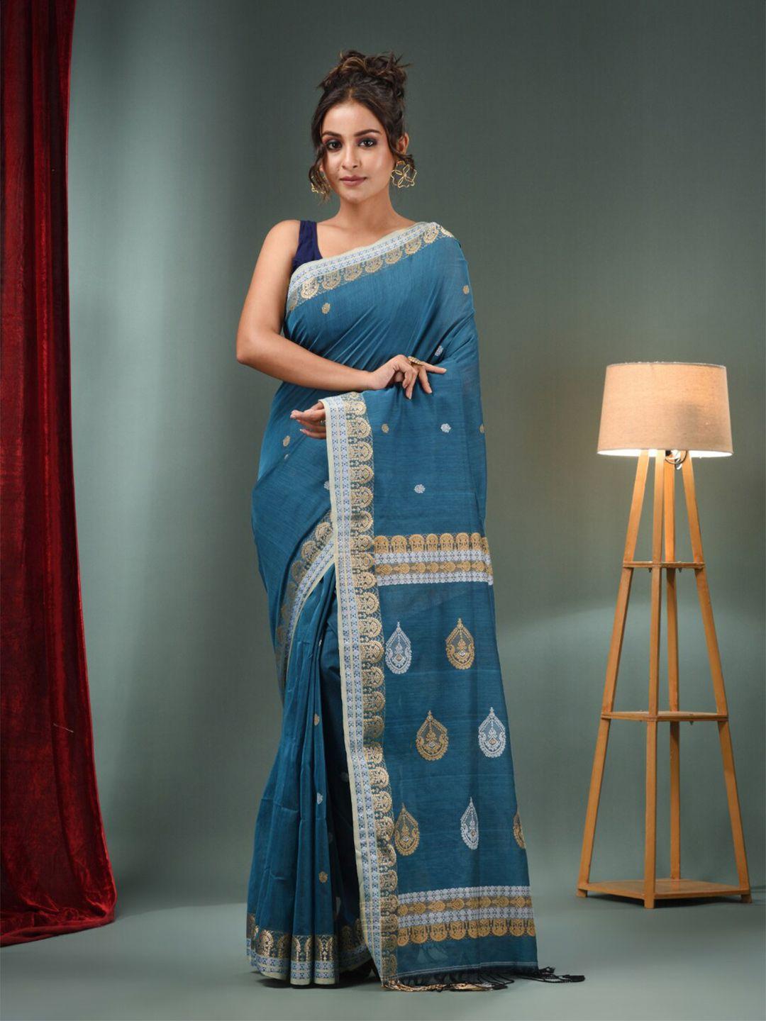 charukriti ethnic motifs woven design zari pure cotton saree