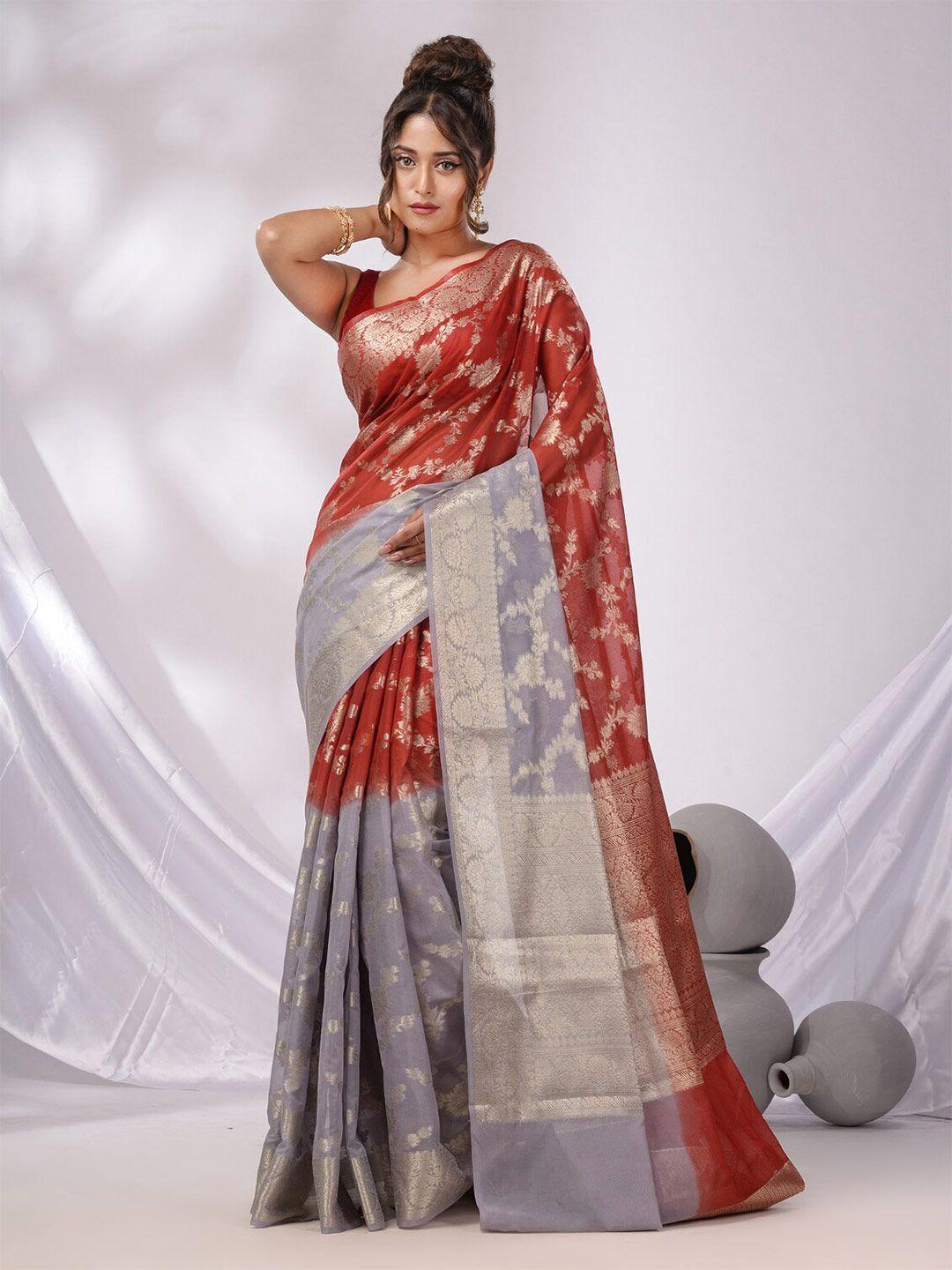 charukriti ethnic motifs woven design zari pure georgette saree