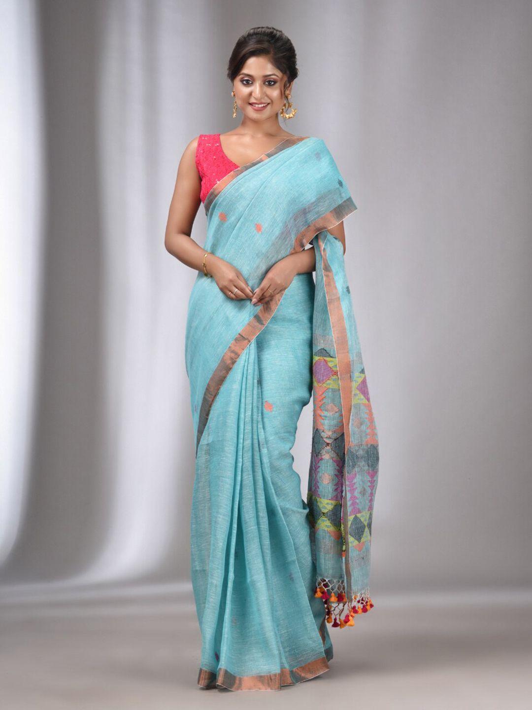 charukriti ethnic motifs woven design zari pure linen saree