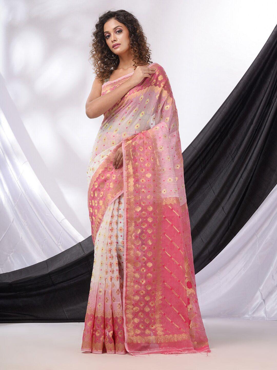 charukriti ethnic motifs woven design zari silk cotton jamdani saree