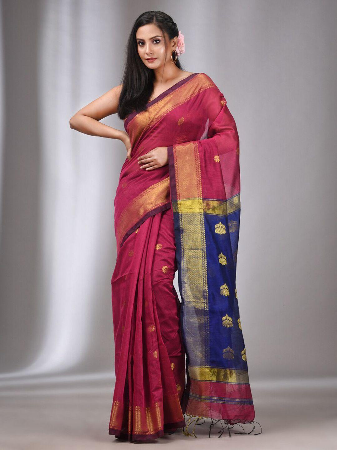 charukriti ethnic motifs woven design zari silk cotton saree