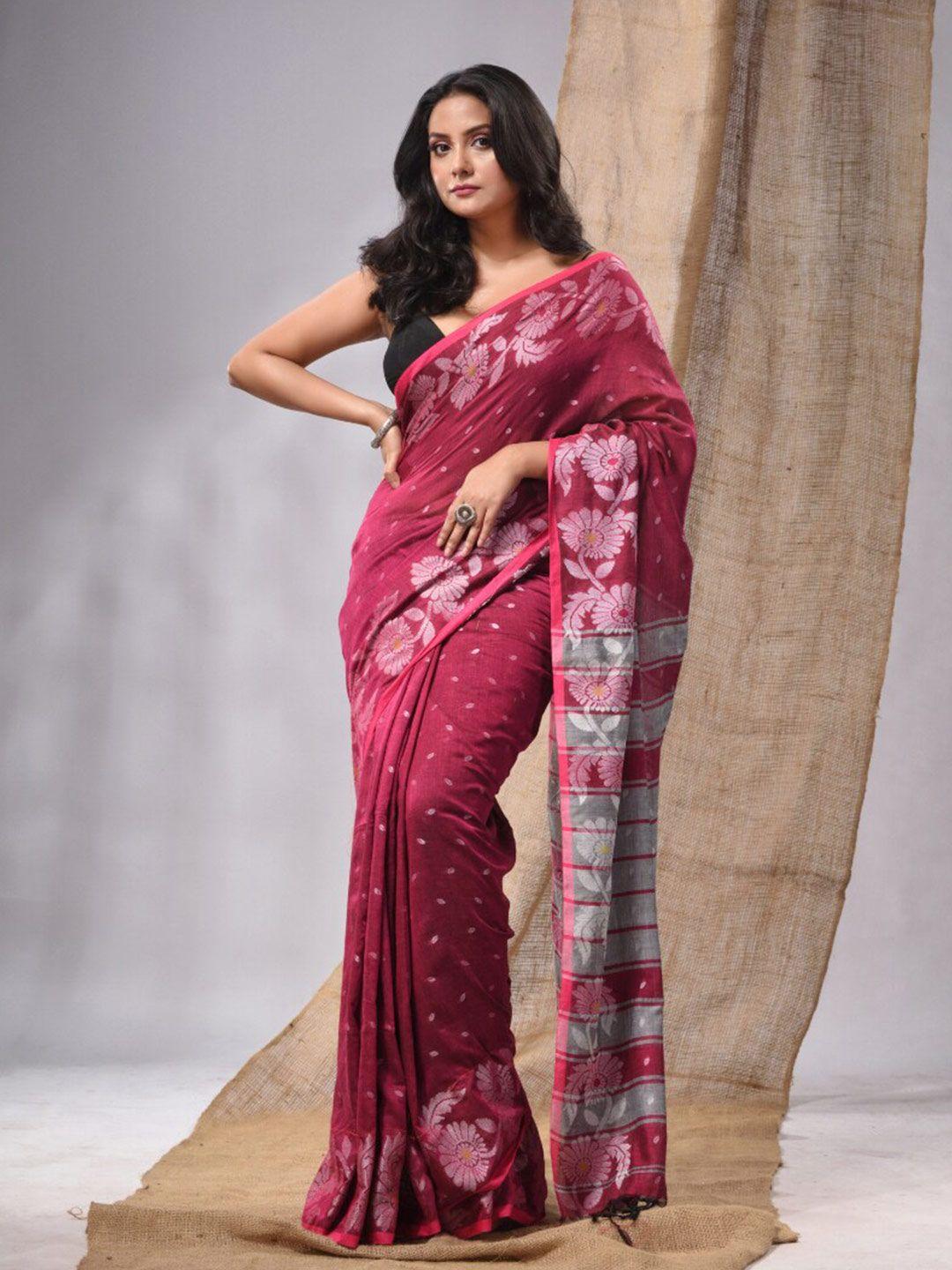 charukriti ethnic motifs zari pure cotton saree