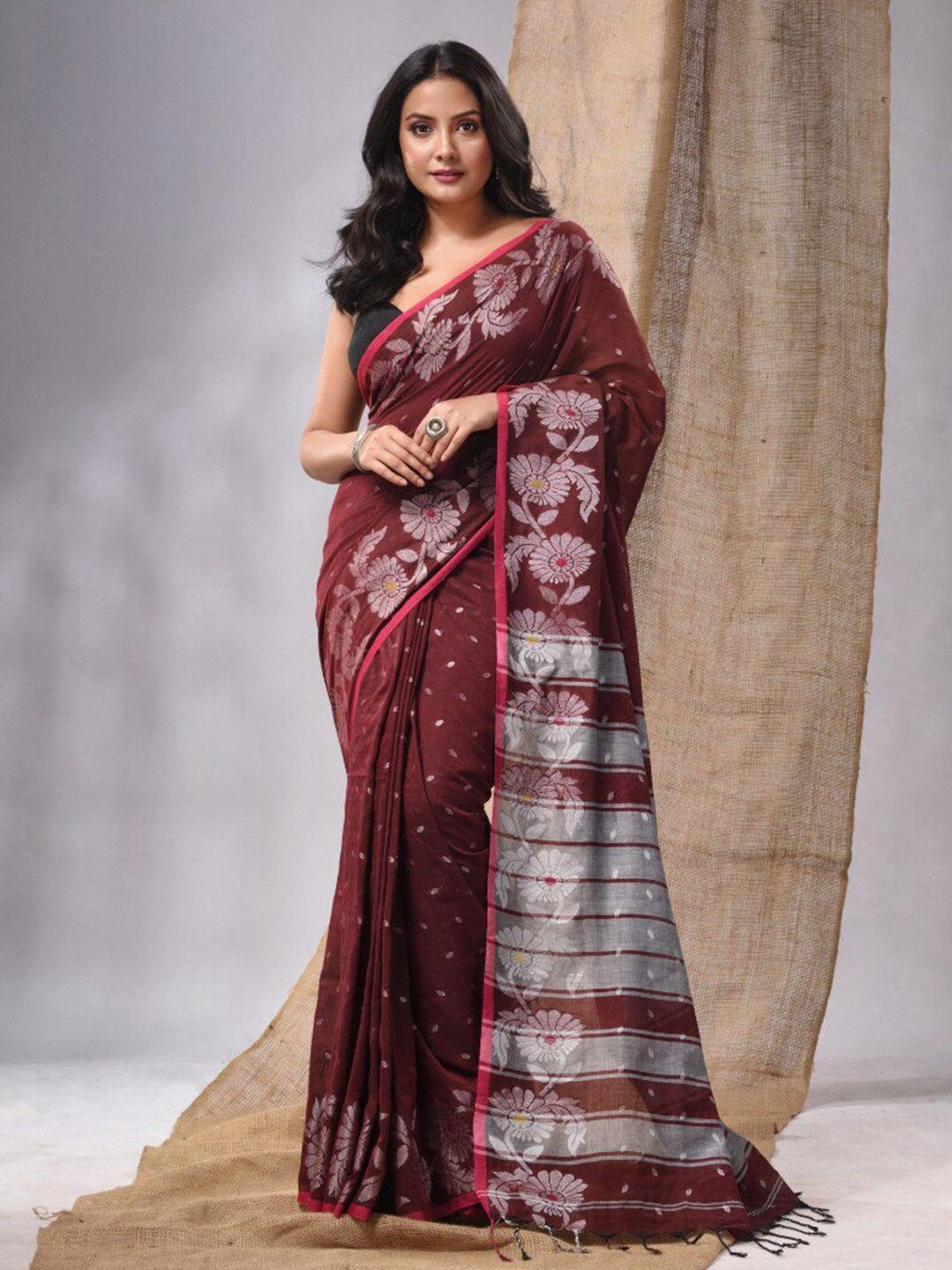 charukriti ethnic motifs zari pure cotton saree