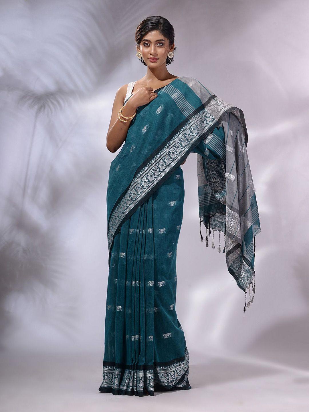 charukriti ethnic woven design pure cotton handloom saree