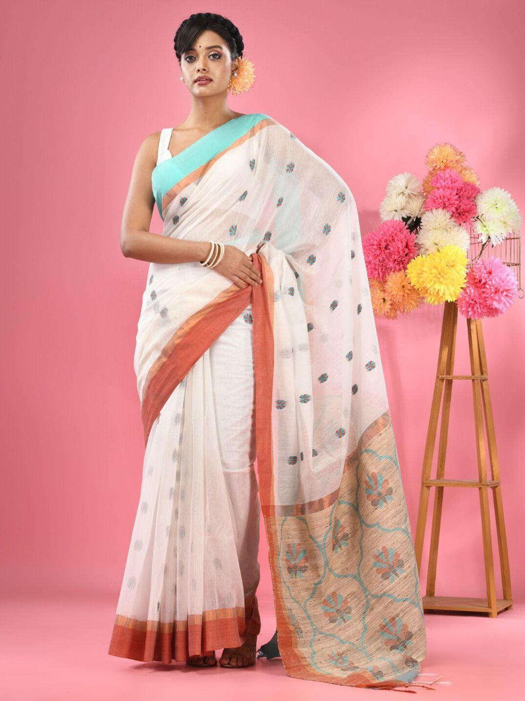 charukriti ethnic woven design pure cotton saree