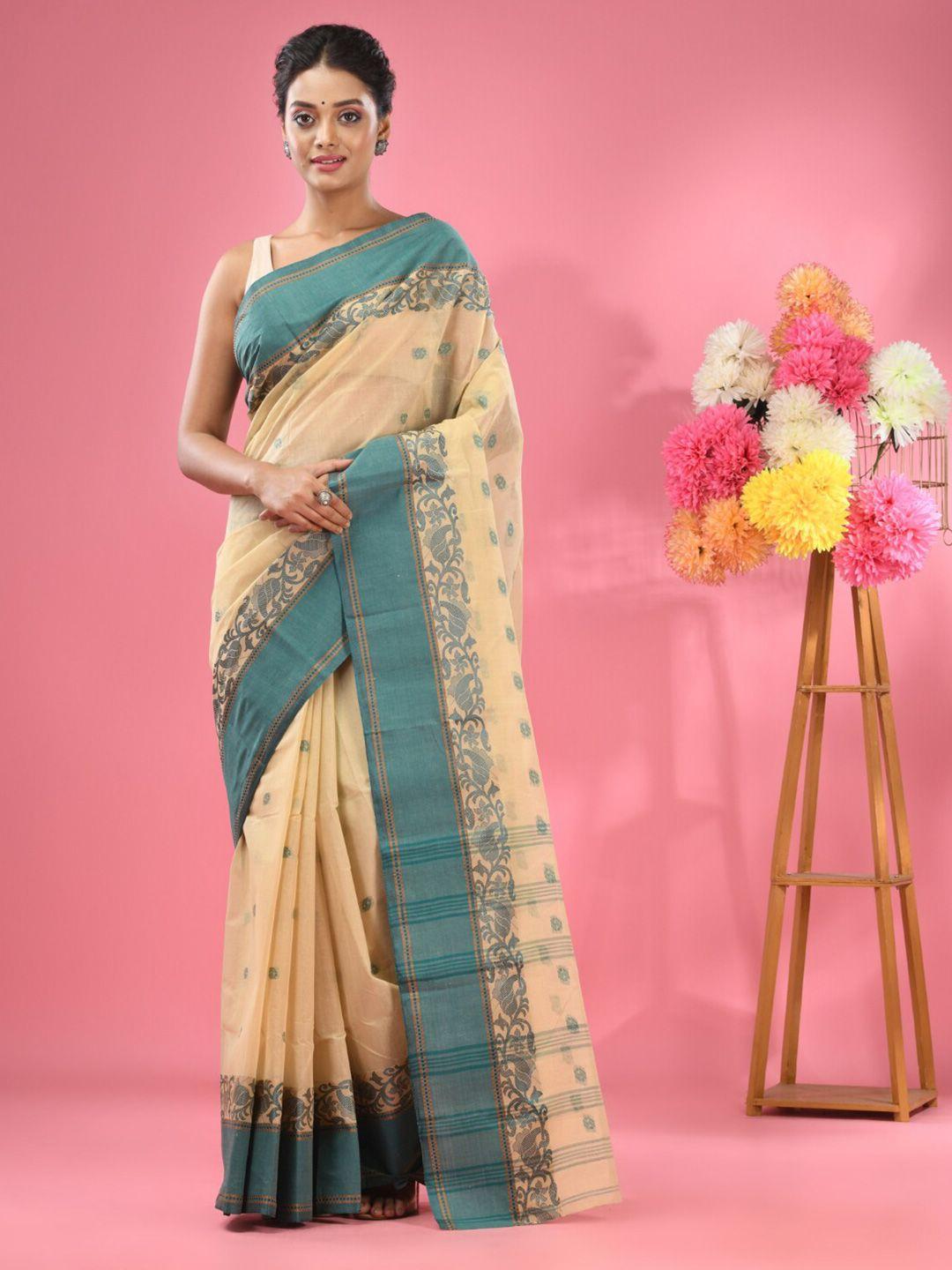 charukriti ethnic woven design pure cotton taant saree