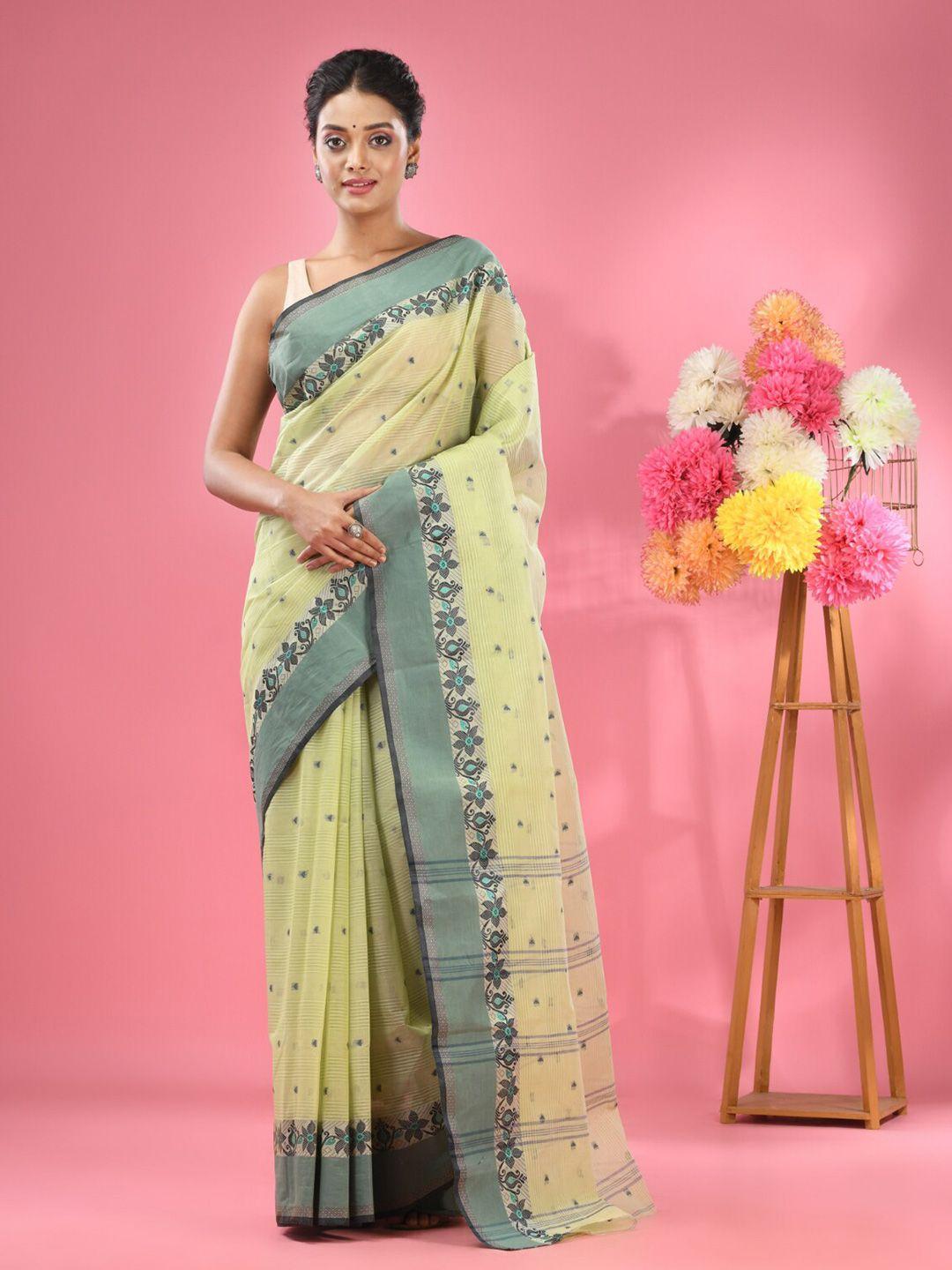 charukriti ethnic woven design pure cotton taant saree