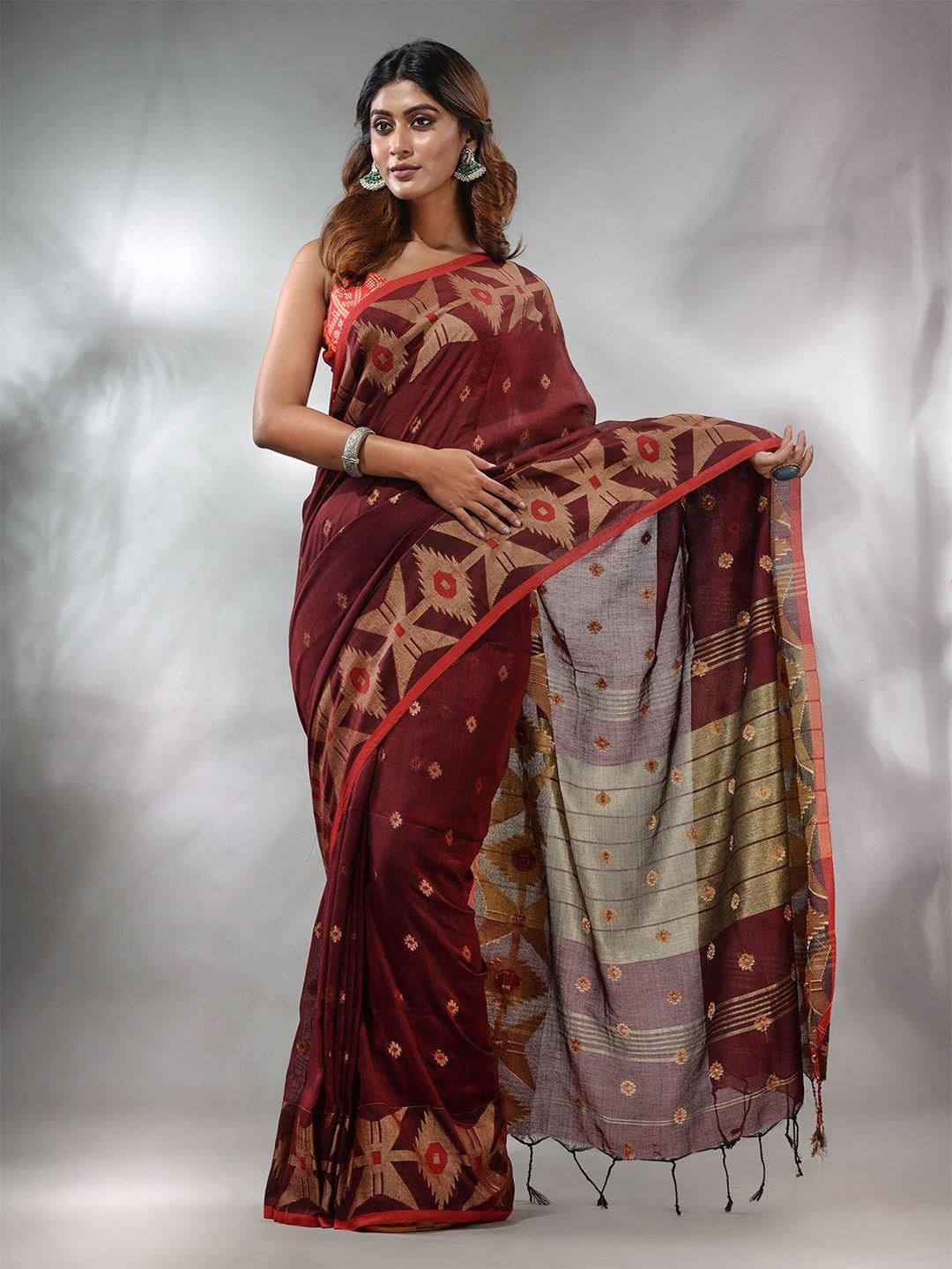 charukriti ethnic woven design zari pure cotton saree