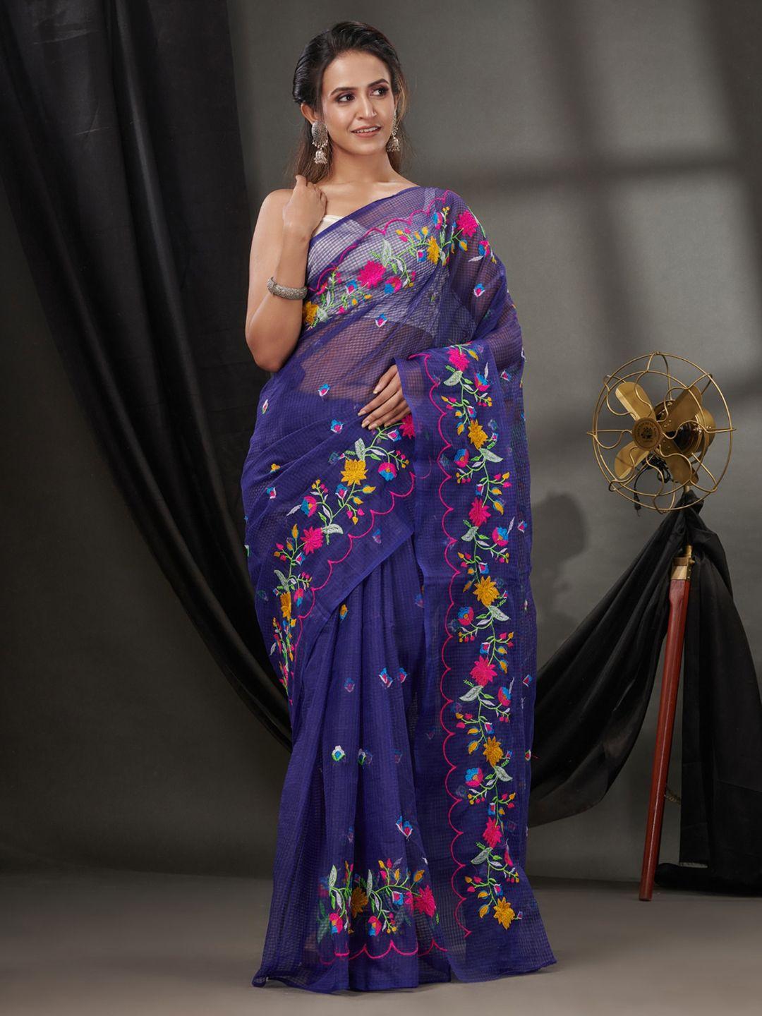 charukriti floral embroidered kota saree