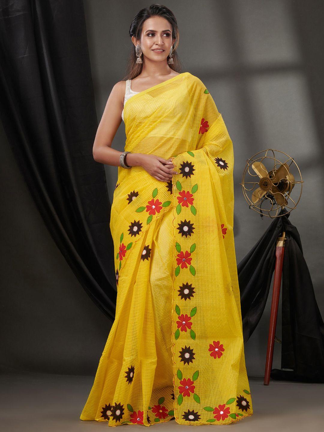 charukriti floral embroidered patchwork detailed kota saree