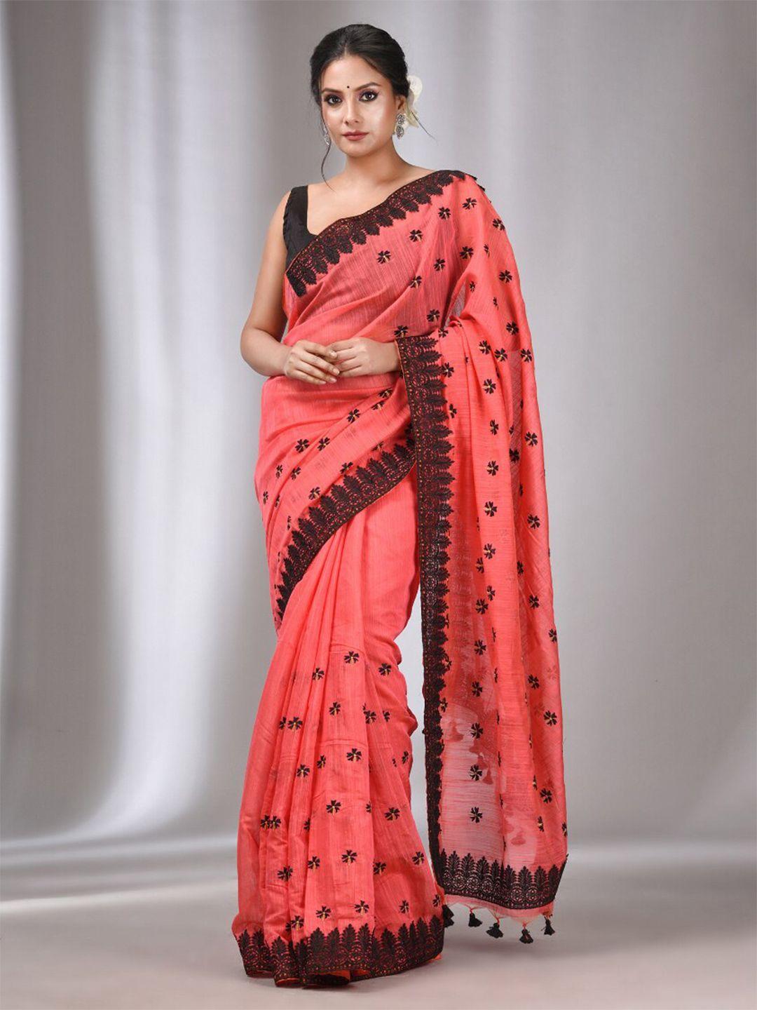 charukriti floral embroidered saree