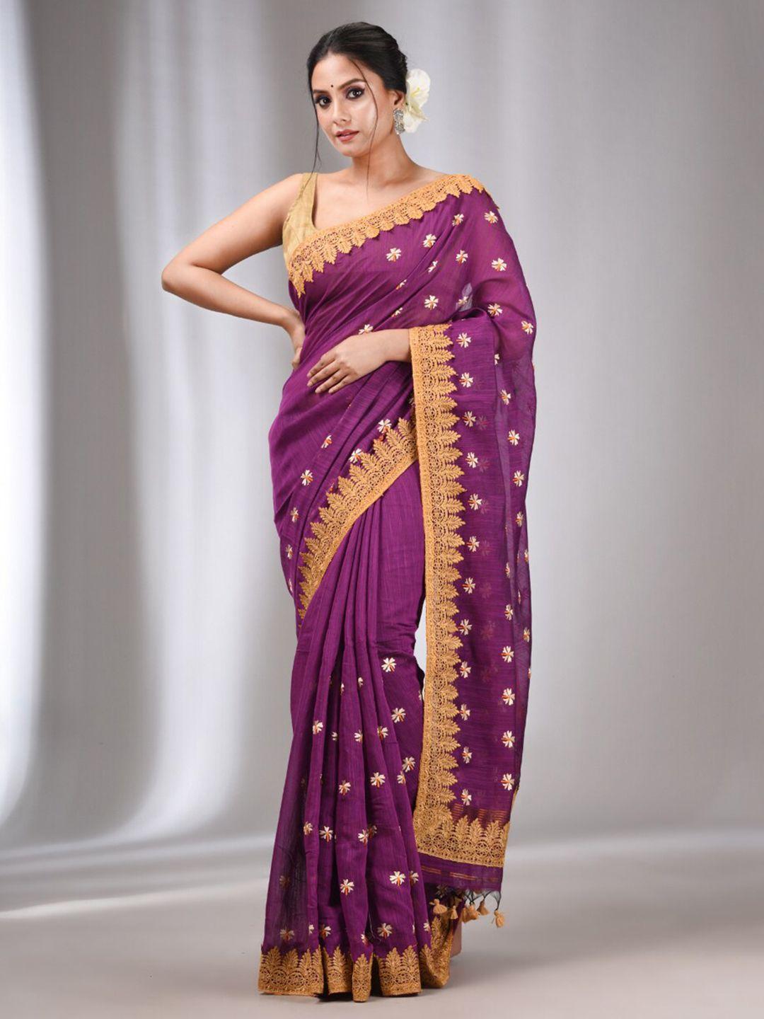 charukriti floral embroidered saree