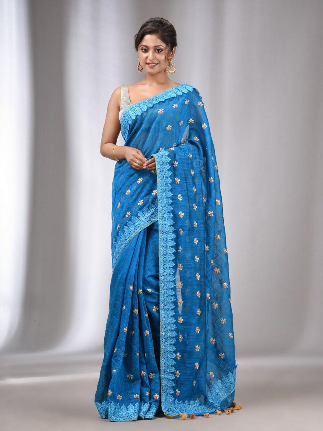 charukriti floral embroidered saree