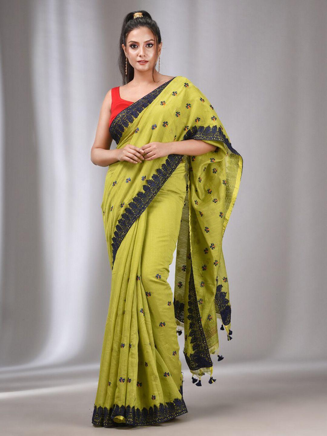 charukriti floral embroidered saree