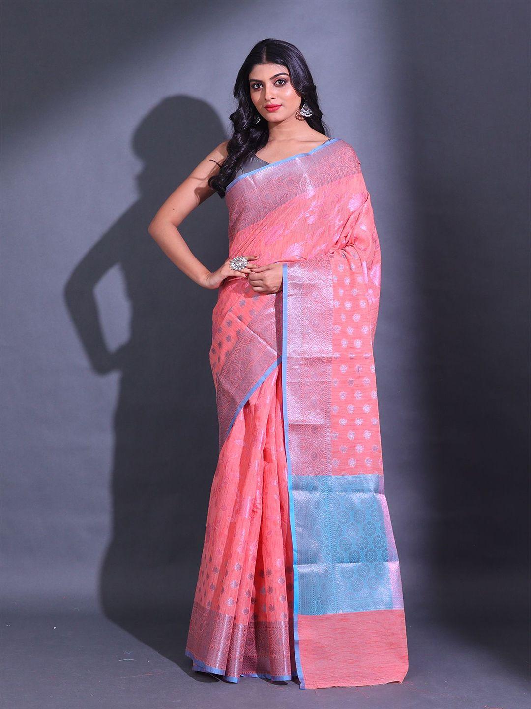 charukriti floral moitf woven design zari saree