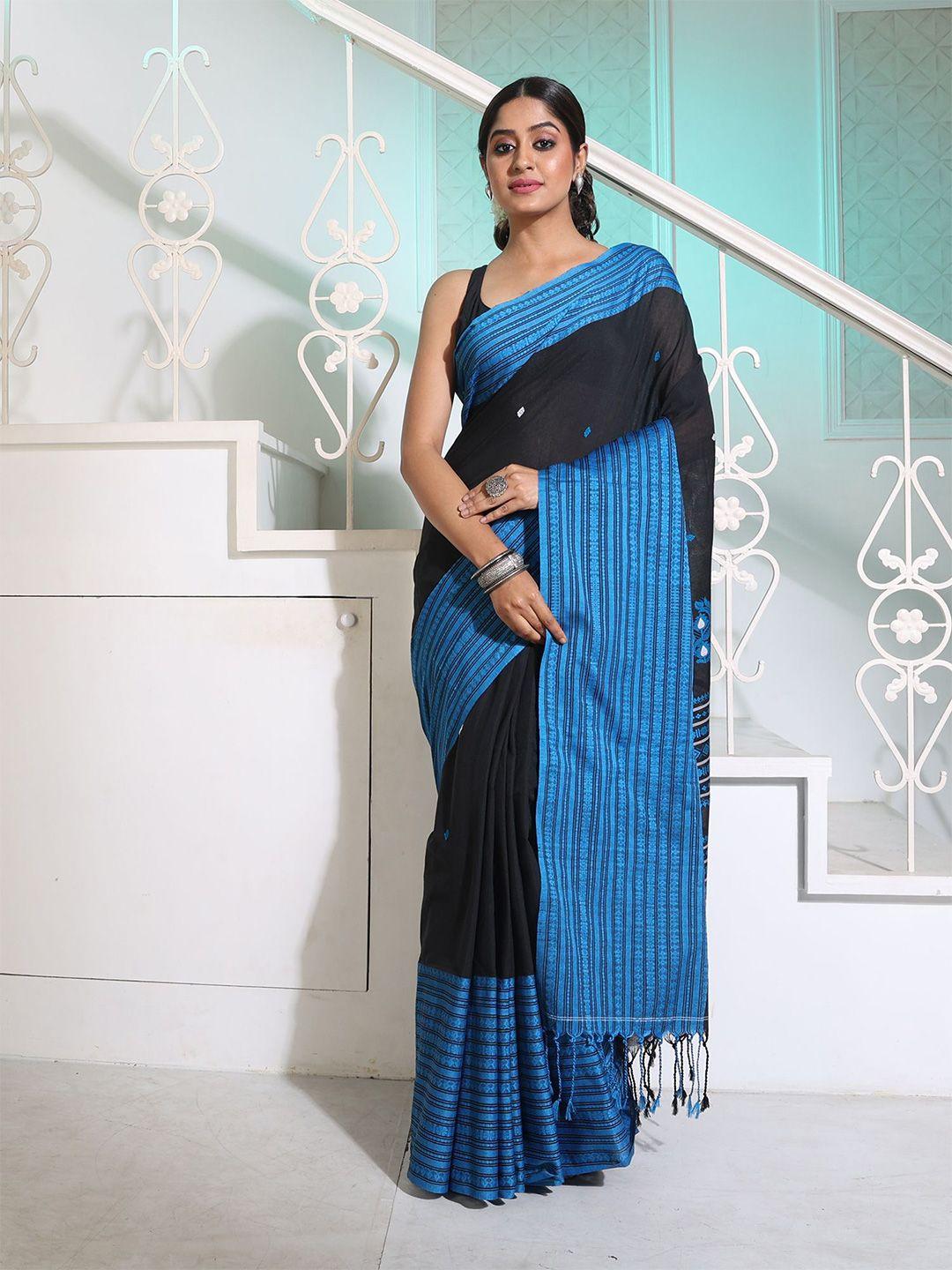 charukriti floral motif woven design pure cotton saree