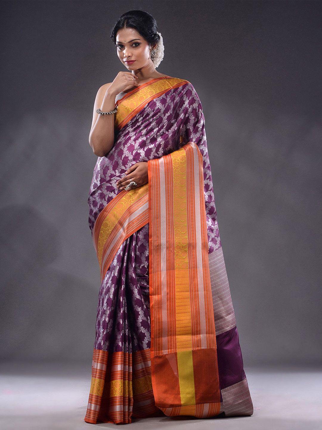 charukriti floral motif woven design zari saree