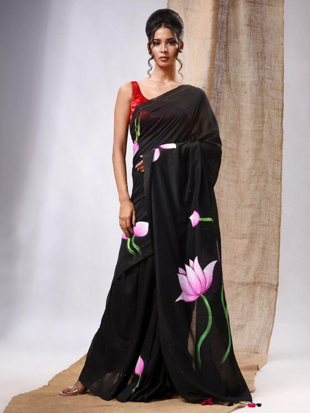 charukriti floral printed pure cotton saree