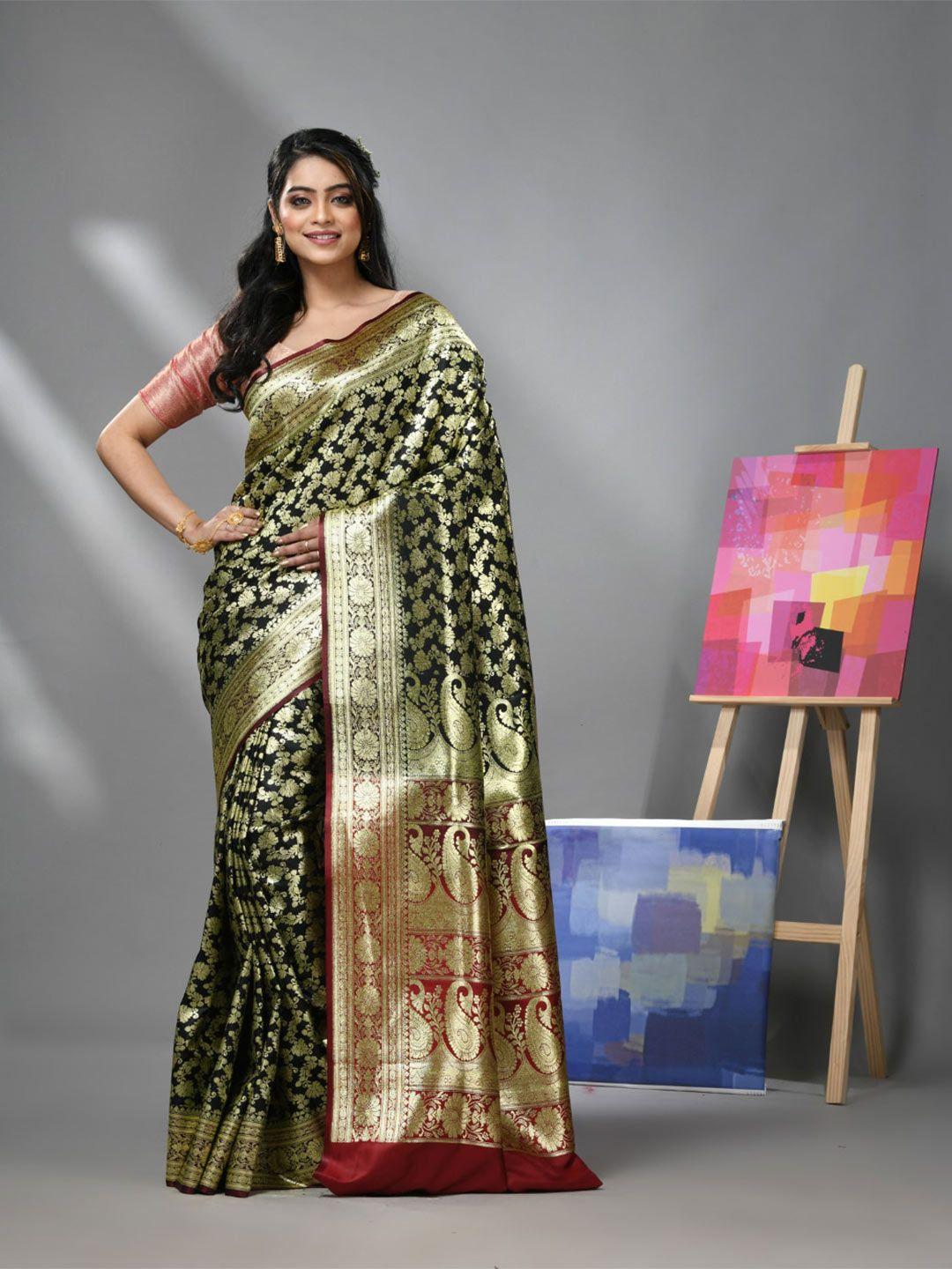 charukriti floral woven design banarasi zari saree