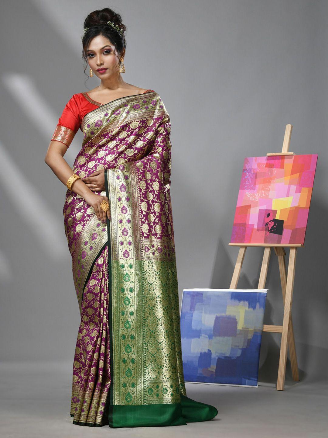 charukriti floral woven design banarasi zari saree