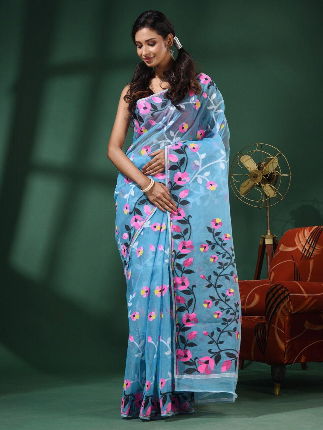 charukriti floral woven design jamdani saree