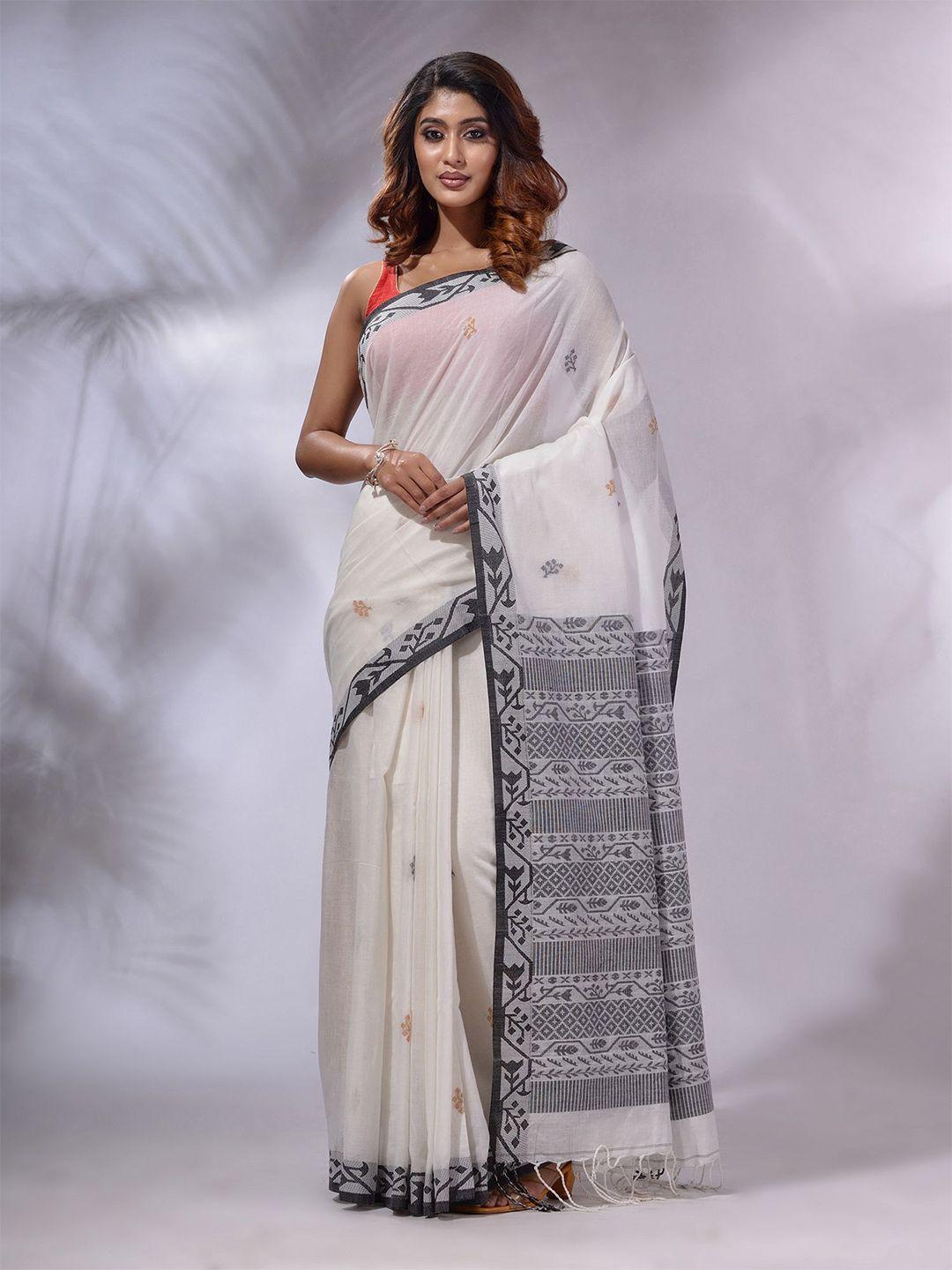 charukriti floral woven design pure cotton saree