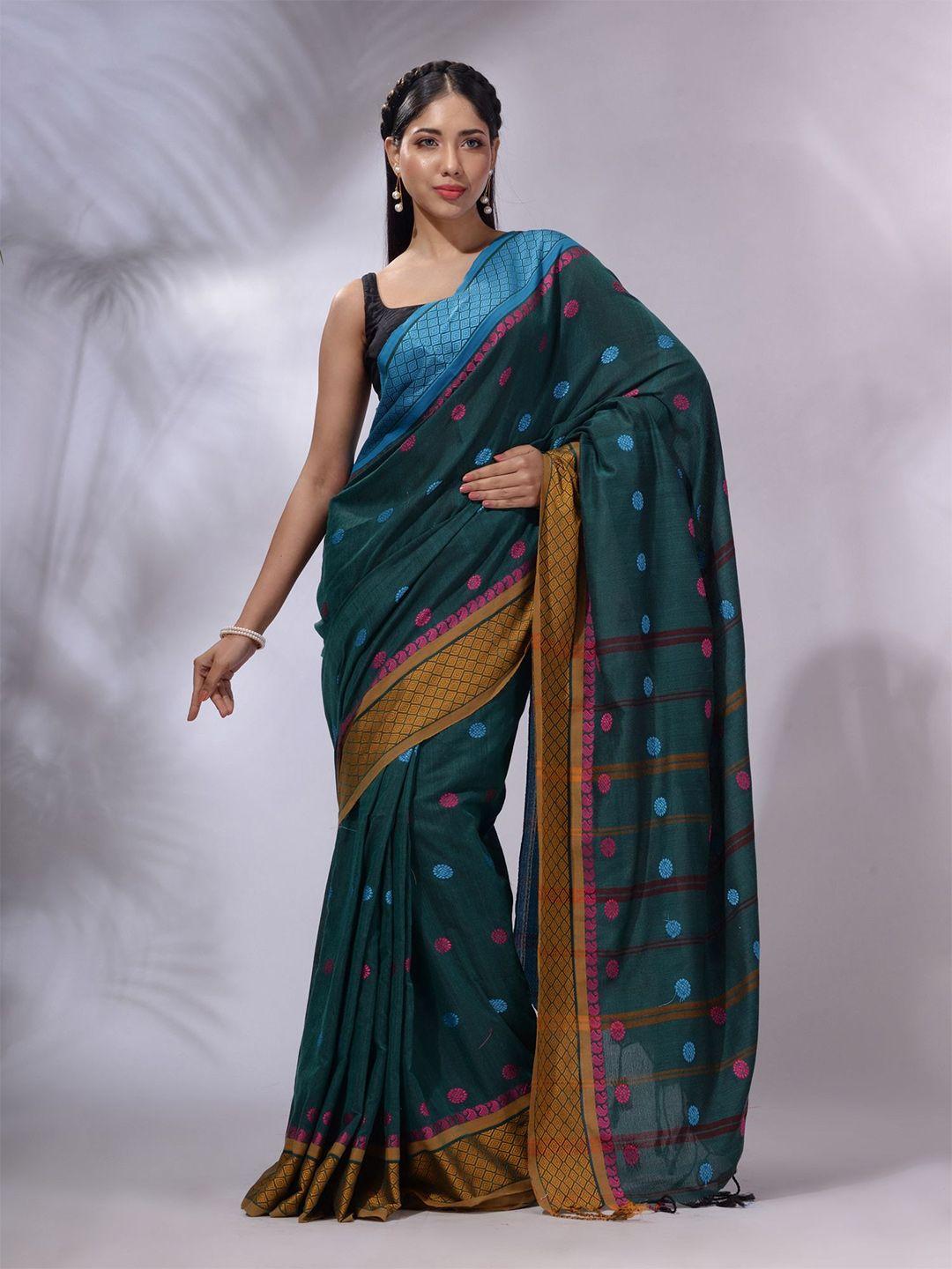 charukriti floral woven design pure cotton saree