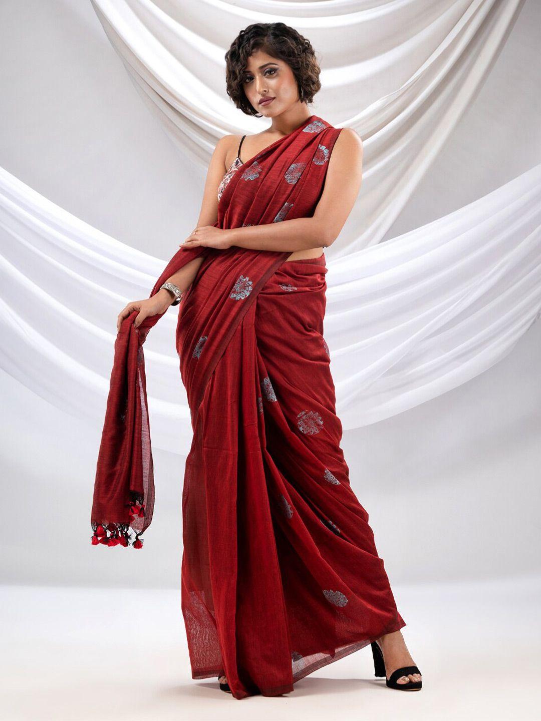 charukriti floral woven design pure cotton saree